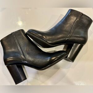 Stylish Comfort, Vionic Kennedy Black Leather Ankle Boots with 3” Block Heels